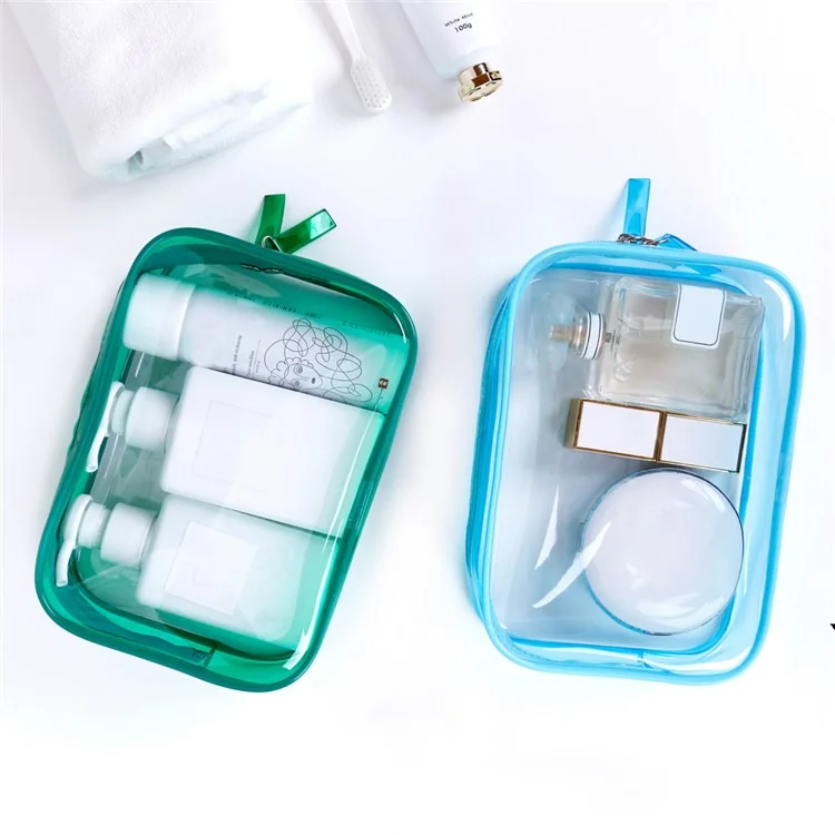 Small Size Transparent PVC Travel Zipper Makeup Bag Portable Cosmetics Storage Bag - Grey