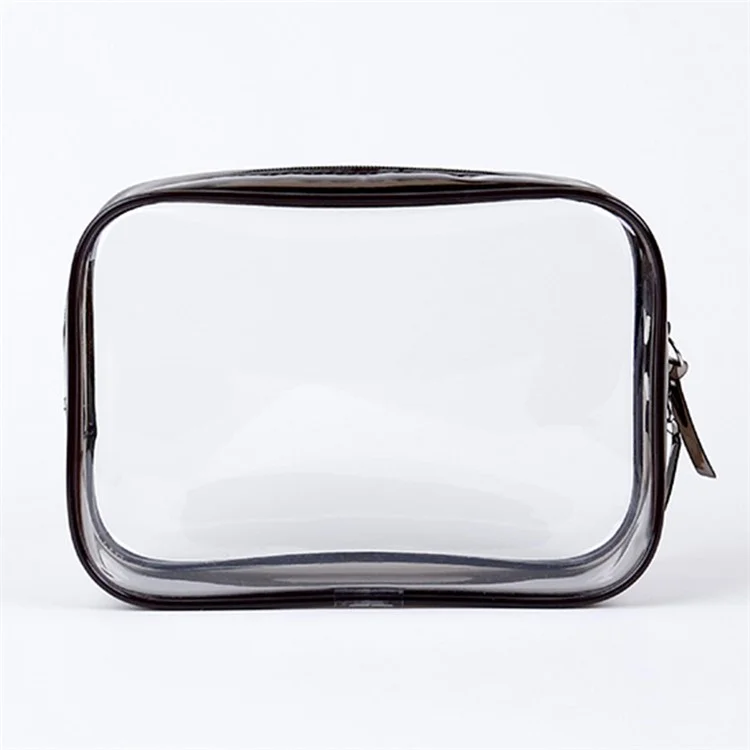 Small Size Transparent PVC Travel Zipper Makeup Bag Portable Cosmetics Storage Bag - Grey
