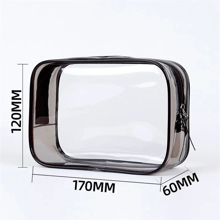 Small Size Transparent PVC Travel Zipper Makeup Bag Portable Cosmetics Storage Bag - Grey