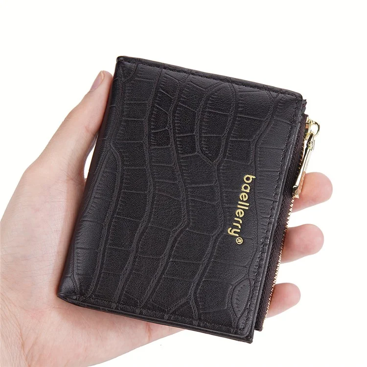 BAELLERRY DR100 Portefeuille en cuir PU pour homme, style d'affaires, Clutch Bag, porte-cartes, porte-monnaie à fermeture éclair - Café