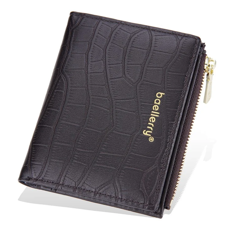BAELLERRY DR100 Portefeuille en cuir PU pour homme, style d'affaires, Clutch Bag, porte-cartes, porte-monnaie à fermeture éclair - Café