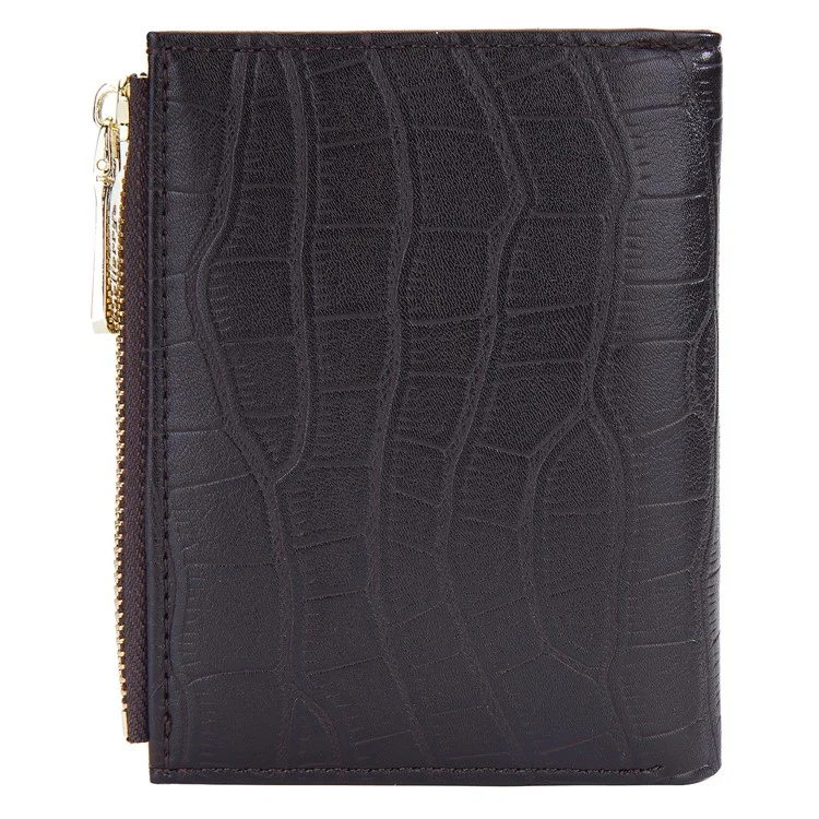 BAELLERRY DR100 Portefeuille en cuir PU pour homme, style d'affaires, Clutch Bag, porte-cartes, porte-monnaie à fermeture éclair - Café