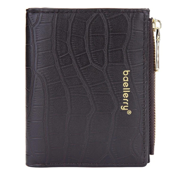 BAELLERRY DR100 Portefeuille en cuir PU pour homme, style d'affaires, Clutch Bag, porte-cartes, porte-monnaie à fermeture éclair - Café