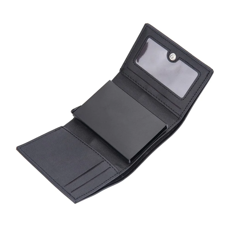 BAELLERRY D9213 PU Leather Crocodile Texture Wallet RFID Blocking Metal Card Holder Coin Purse for Men - Black