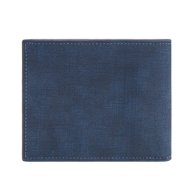 BAELLERRY D9198 PU Leather Men Folding Short Wallet Cards Cash Carrying Bag - Azul