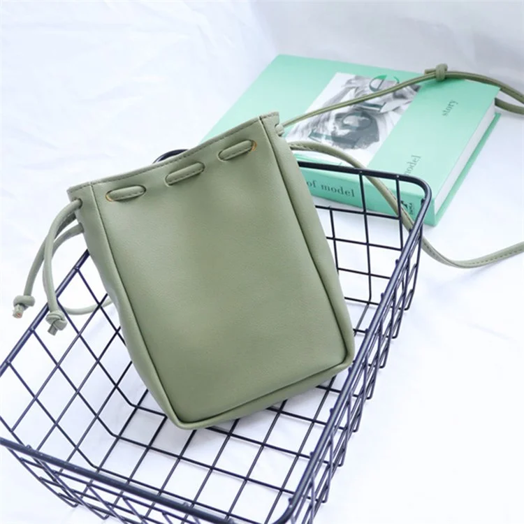Mini Phone Crossbody Bag Shoulder Bag Smartphone Carry Pouch Daypack con cierre de cordón - Verde