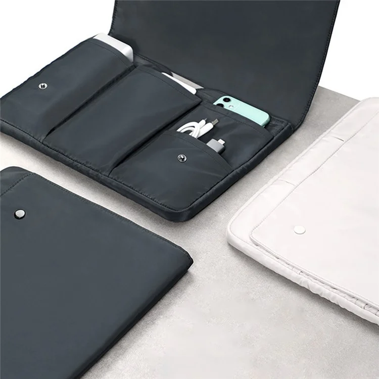 15-Inch Laptop Carrying Pouch Sleeve Waterproof Case Notebook Computer Handbag Nylon Storage Bag - White