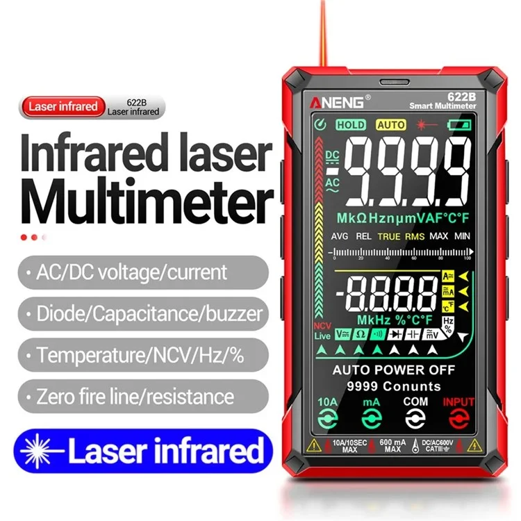 ANENG 622B Touch Screen Multimeter Smart Anti-Burn Digital High Precision Multimeter with LED Light