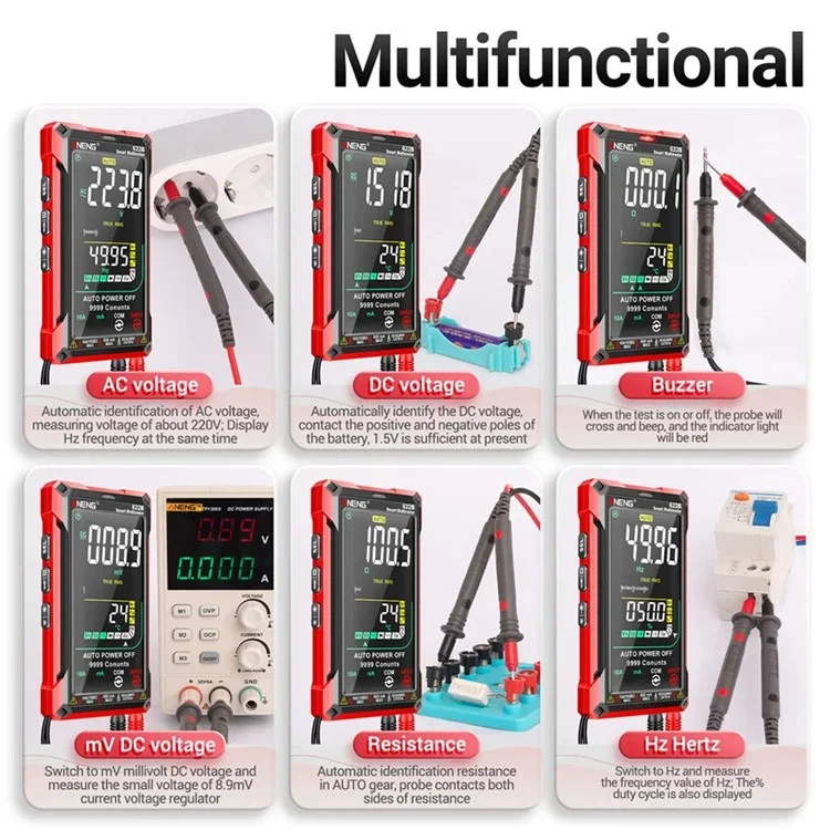 ANENG 622B Touch Screen Multimeter Smart Anti-Burn Digital High Precision Multimeter with LED Light