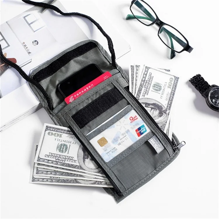 Travel Nylon Shoulder Crossbody Bag RFID Blocking Passport Holder to Keep Your Card Documents Safe (with Clear PVC Window) - Black