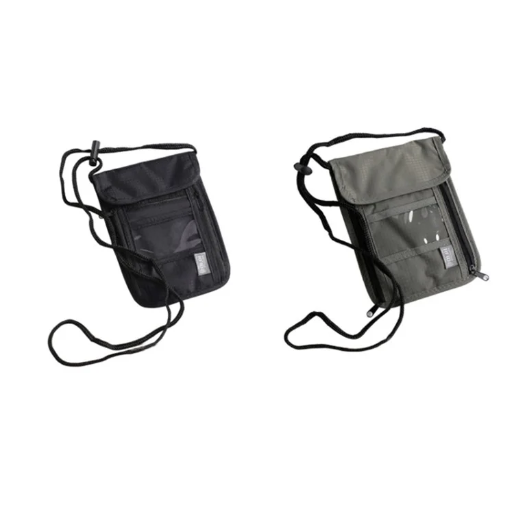 Travel Nylon Shoulder Crossbody Bag RFID Blocking Passport Holder to Keep Your Card Documents Safe (with Clear PVC Window) - Black