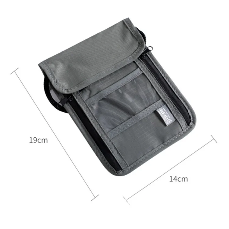 Travel Nylon Shoulder Crossbody Bag RFID Blocking Passport Holder to Keep Your Card Documents Safe (with Clear PVC Window) - Black