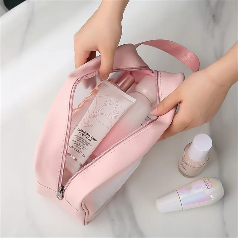 3Pcs / Set Travel Toiletry Organizer Waterproof Translucent Makeup Storage Bag - Black