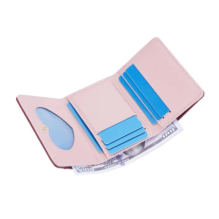 BAELLERRY N8322 Carteira de Couro PU com Textura de Pedra para Mulheres - Preta