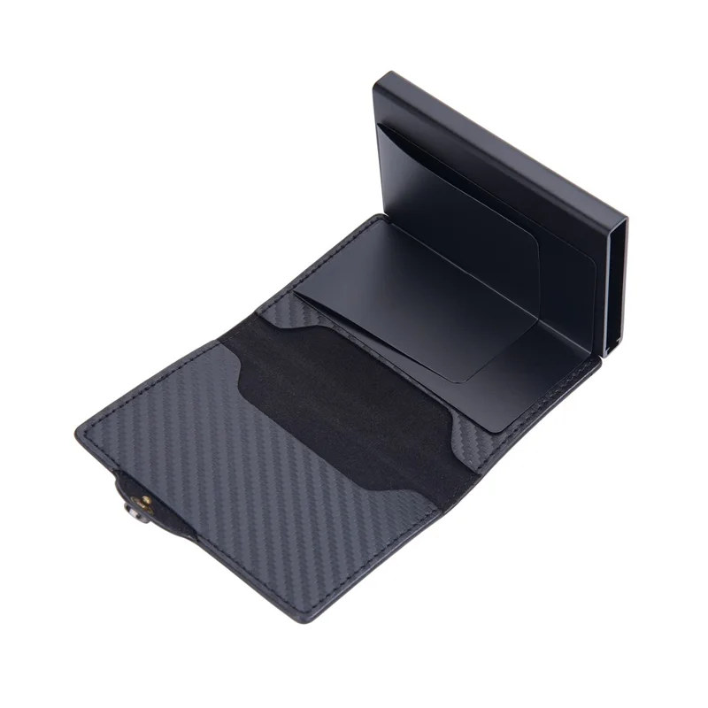 BAELLERRY K9303 Simple Style PU Leather Card Holder Portable Slim Magnetic Card Wallet Pouch - Black