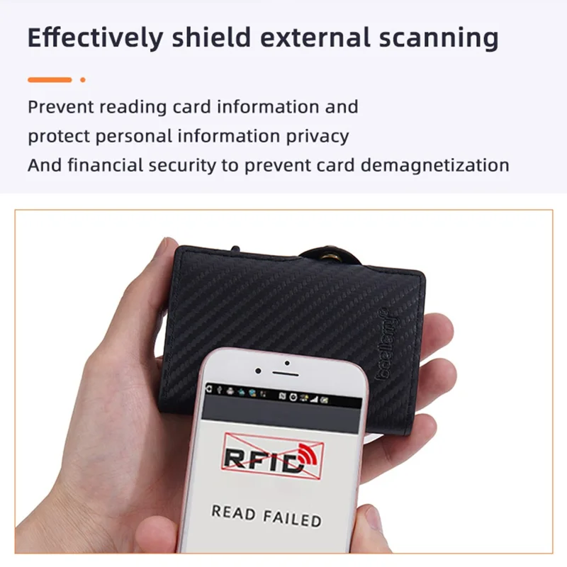 BAELLERRY K9303 Simple Style PU Leather Card Holder Portable Slim Magnetic Card Wallet Pouch - Black