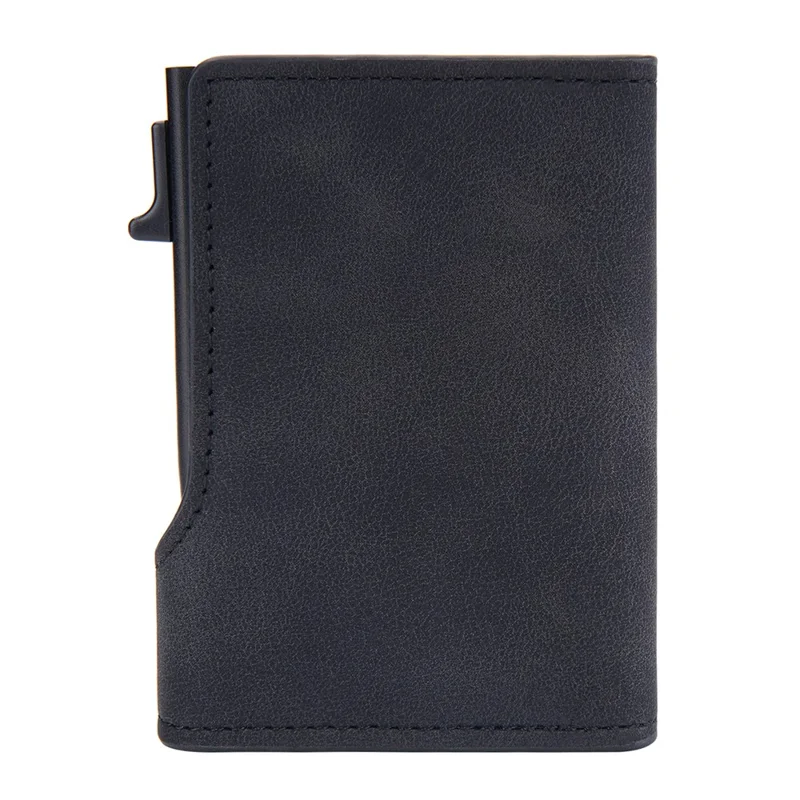 BAELLERRY K9304 Retro Style PU Leather Card Container Magnetic Card Holder Slim Wallet Pouch - Negro