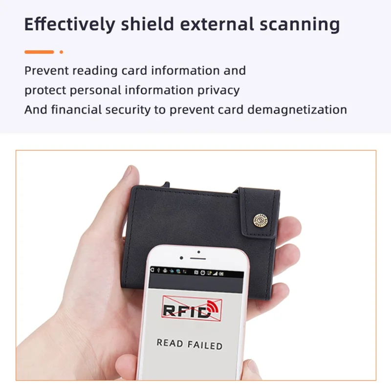 BAELLERRY K9304 Retro Style PU Leather Card Container Magnetic Card Holder Slim Wallet Pouch - Negro
