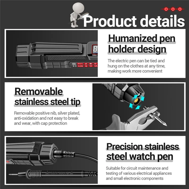 ANENG A3005B Digital Multimeter Penna Tipo Non a Contatto NCV AC / DC Tensione Rilevatore Intelligente Misuratore di Corrente - Versione Aggiornata