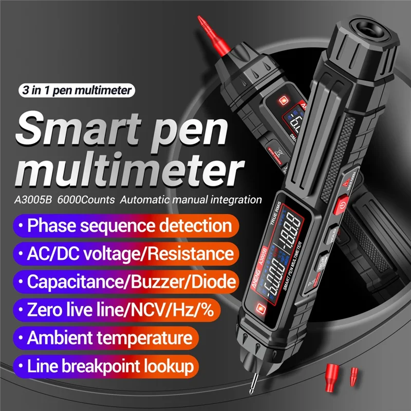 ANENG A3005B Digital Multimeter Penna Tipo Non a Contatto NCV AC / DC Tensione Rilevatore Intelligente Misuratore di Corrente - Versione Aggiornata