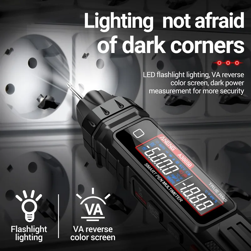 ANENG A3005B Digital Multimeter Penna Tipo Non a Contatto NCV AC / DC Tensione Rilevatore Intelligente Misuratore di Corrente - Versione Aggiornata