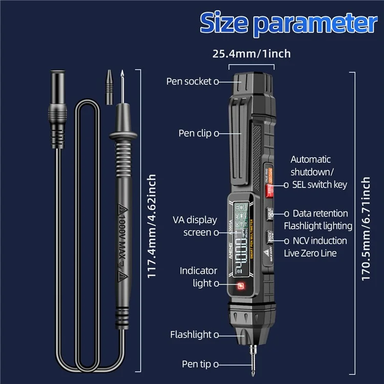 ANENG A3005 Digital Multimeter Pen Professional AC / DC Voltage Meter Smart Measuring Tool - Upgraded Version