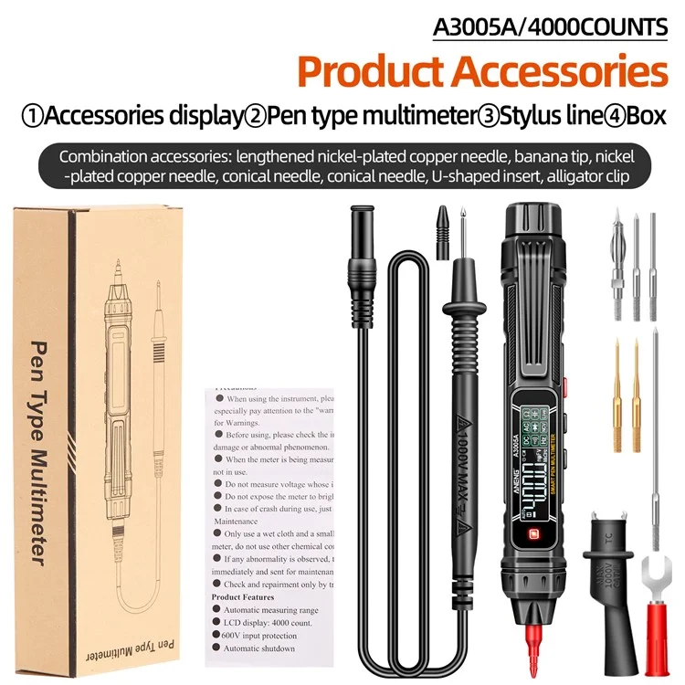 ANENG A3005 Digital Multimeter Pen Professional AC / DC Voltage Meter Smart Measuring Tool - Upgraded Version