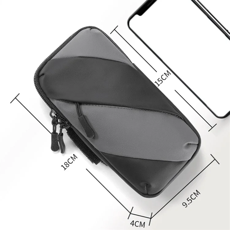 Oxford-Stoff + Polyester-Armband-Handytasche, leicht, für Outdoor-Radfahren - Schwarz