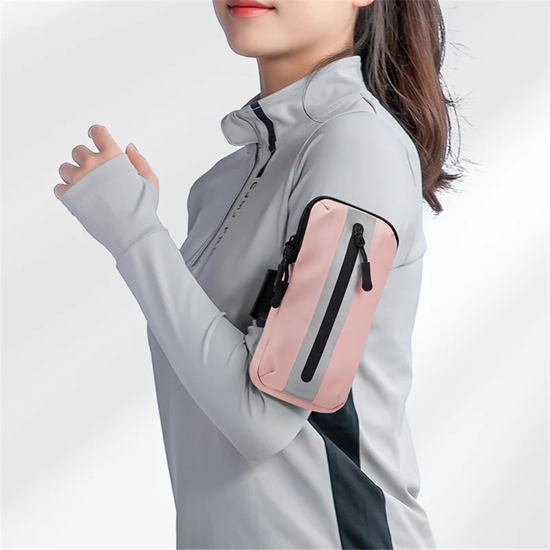 Oxford Fabric + Polyester Armband Phone Pouch Lightweight Cell Phones Bag for Outdoor Cycling - Grey