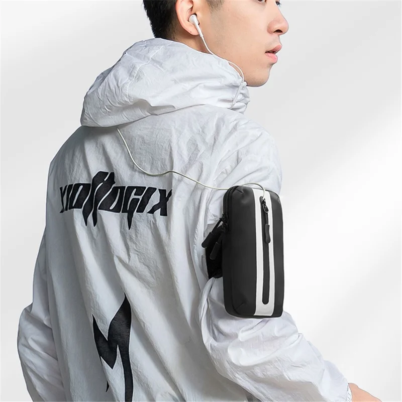 Oxford Fabric + Polyester Armband Phone Pouch Lightweight Cell Phones Bag for Outdoor Cycling - Grey