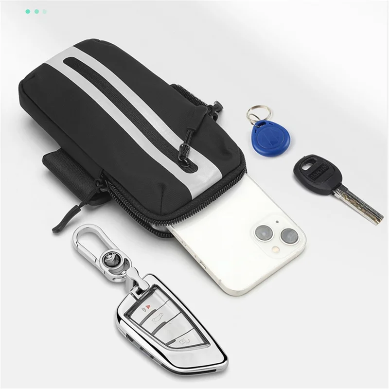 Oxford Fabric + Polyester Armband Phone Pouch Lightweight Cell Phones Bag for Outdoor Cycling - Grey