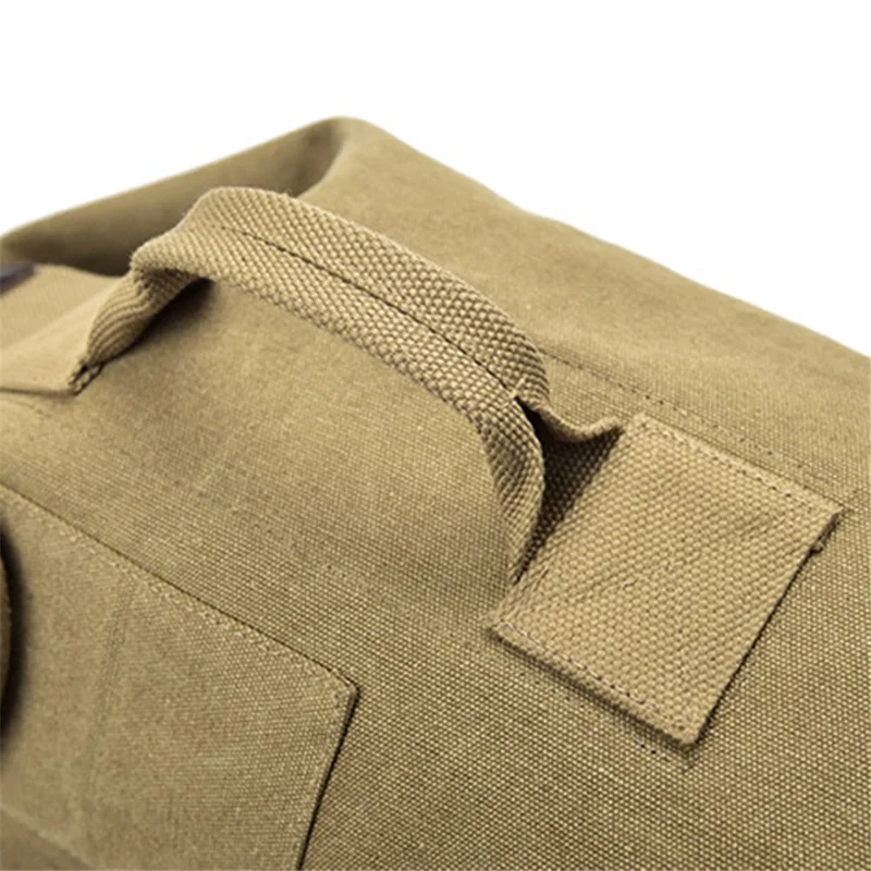 Stylish Men Canvas Rucksack Large Capacity Outdoor Travel Backpack, Upgraded Version Size S - Khaki