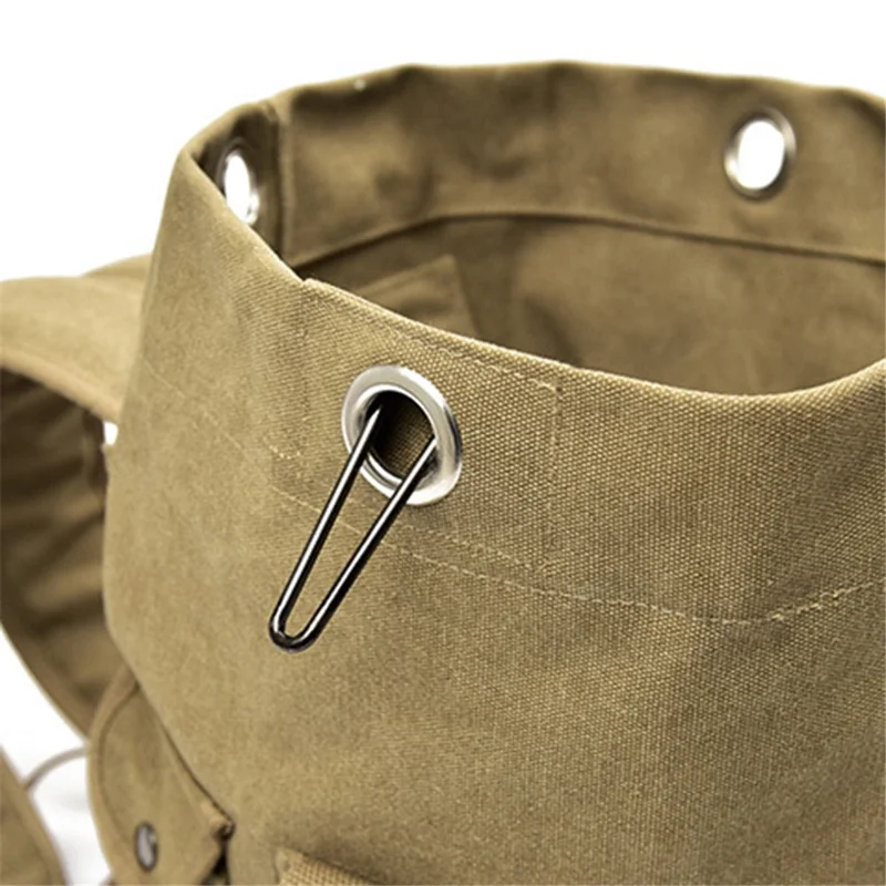 Stylish Men Canvas Rucksack Large Capacity Outdoor Travel Backpack, Upgraded Version Size S - Khaki