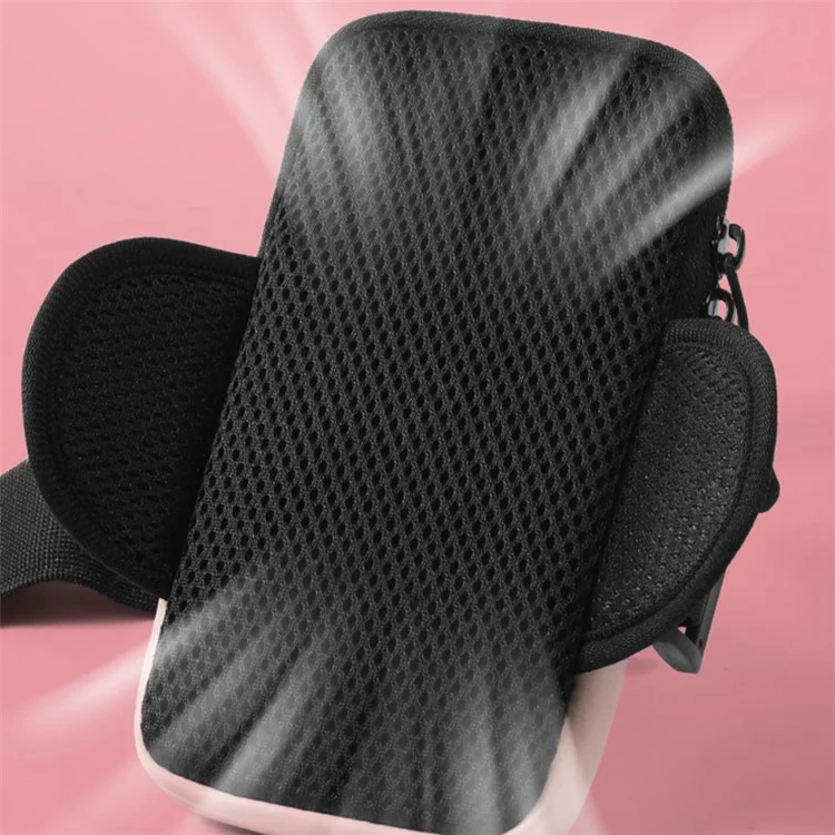 Brassard pour téléphone portable en PU et polyester pour téléphone de 6,8 pouces, étui de sport étanche à la sueur avec bande élastique réglable - Rose