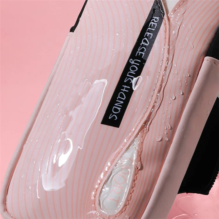Brassard pour téléphone portable en PU et polyester pour téléphone de 6,8 pouces, étui de sport étanche à la sueur avec bande élastique réglable - Rose