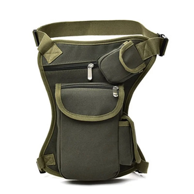Outdoor Hiking Canvas Fanny Pack Tactical Drop Leg Bag Running Waist Belt Hip Bag - Army Green