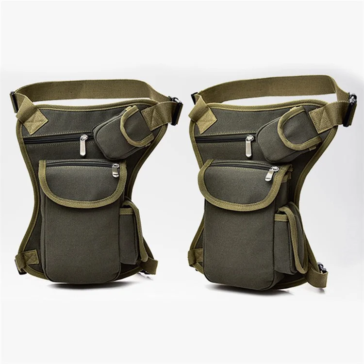Outdoor Hiking Canvas Fanny Pack Tactical Drop Leg Bag Running Waist Belt Hip Bag - Army Green
