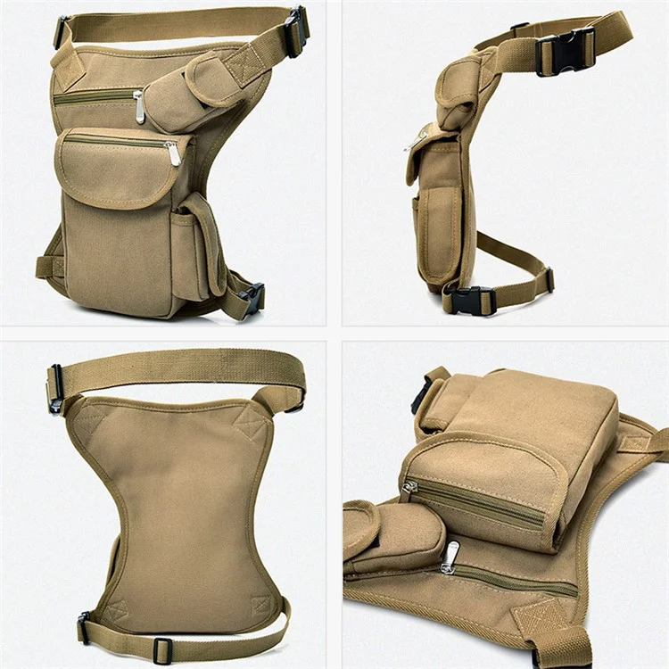 Outdoor Hiking Canvas Fanny Pack Tactical Drop Leg Bag Running Waist Belt Hip Bag - Army Green