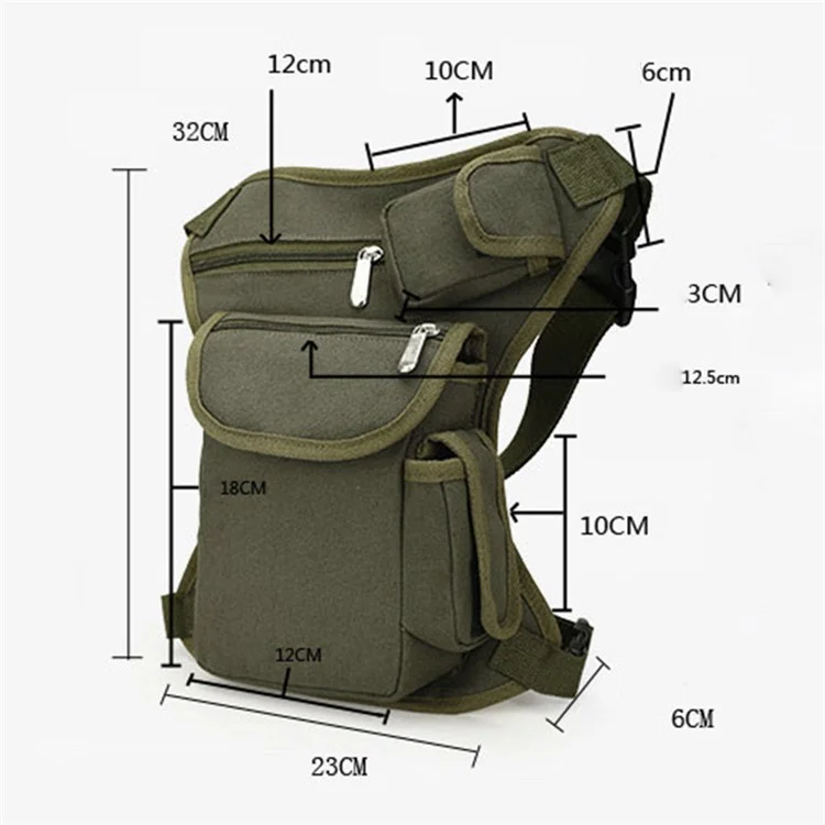 Outdoor Hiking Canvas Fanny Pack Tactical Drop Leg Bag Running Waist Belt Hip Bag - Army Green