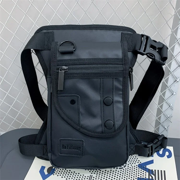 Outdoor Travel Leg Bag Motorcycle Riding Fishing Waist Bag Nylon Waterproof Fanny Pack - Black