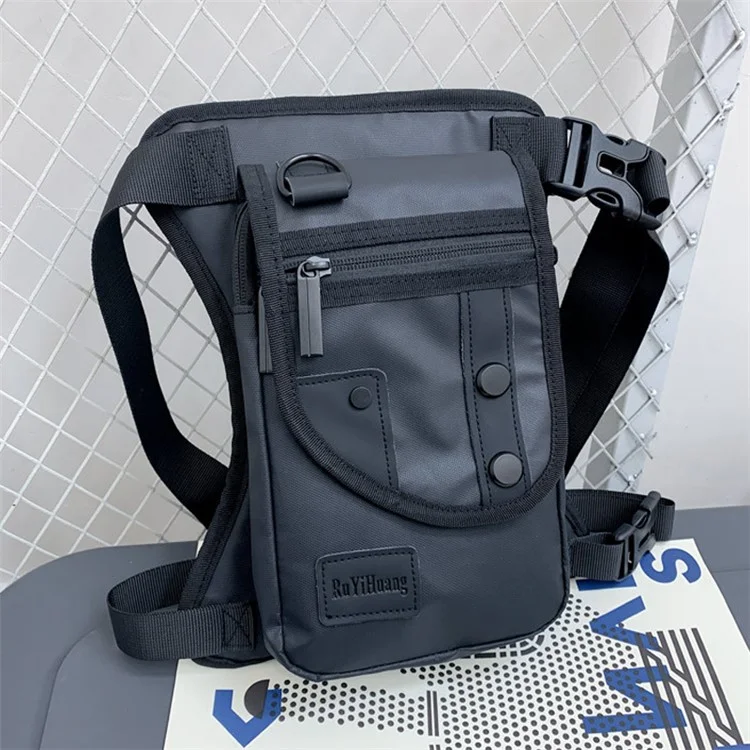 Outdoor Travel Leg Bag Motorcycle Riding Fishing Waist Bag Nylon Waterproof Fanny Pack - Black