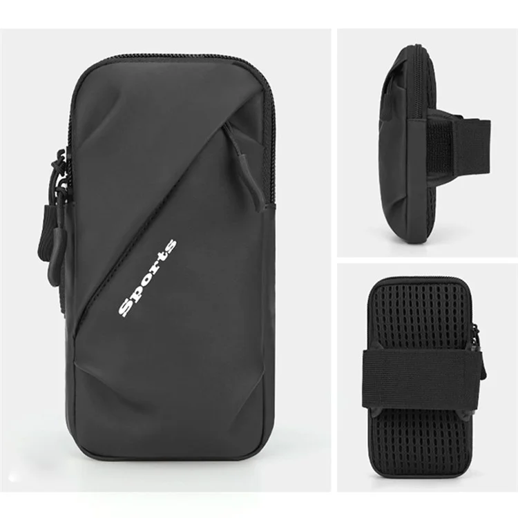 Brassard de téléphone de 6,7 pouces en tissu Oxford et polyester imperméable - Noir