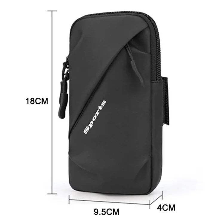 Brassard de téléphone de 6,7 pouces en tissu Oxford et polyester imperméable - Noir