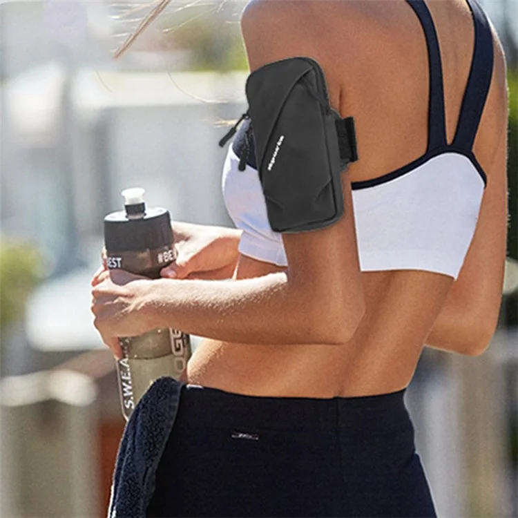 Brassard de téléphone de 6,7 pouces en tissu Oxford et polyester imperméable - Noir