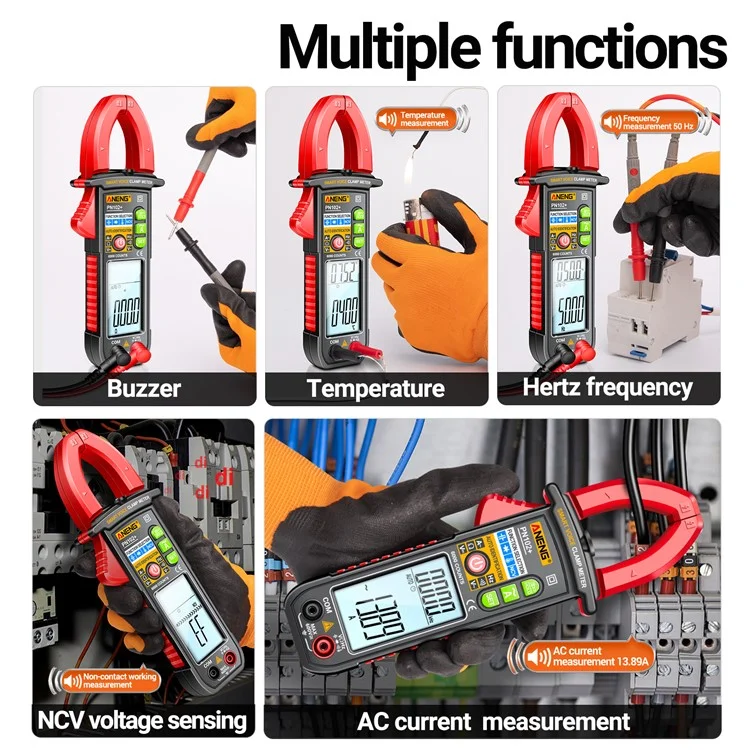 ANENG PN102 AC Cunte e AC / DC Tester Voice Broadcast Reading Digital Clamp Meter Com Lanterna