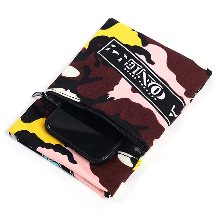 Sports Armband Wristband Sleeve Cell Phone Keys Storage Wrist Wearing Pouch Elastic Wristband Pocket - Coffee Pattern