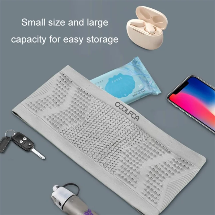 COOLFCA Outdoor Running Anti-Slip Waist Bag Breathable Elastic Phone Pouch, Taglia: 14x60cm, per vita 50-90cm - Grigio