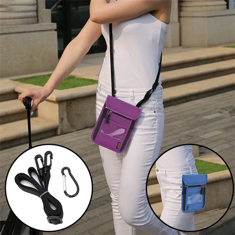 JUNLETU RFID Blocking Travel Passport Storage Bag Waterproof Nylon Credit Cards Phone Carrying Bag - Verde