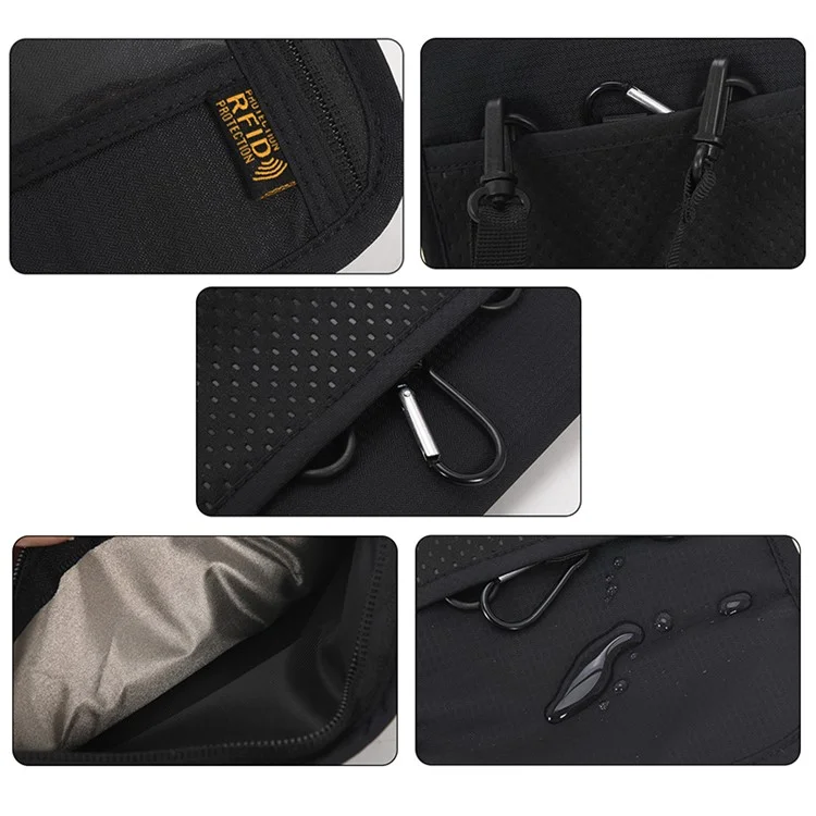 JUNLETU RFID Blocking Travel Passport Storage Bag Waterproof Nylon Credit Cards Phone Carrying Bag - Verde