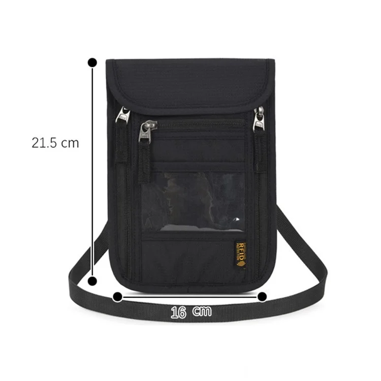 JUNLETU RFID Blocking Travel Passport Storage Bag Waterproof Nylon Credit Cards Phone Carrying Bag - Verde